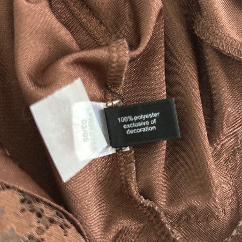 The Limited Brown Lace Trim Beaded Babydoll Cami Top Womens Sz M Y2K Preppy Chic - Picture 9 of 11
